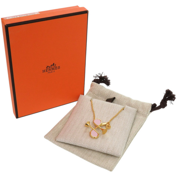 Unused Herms Cor H GP Swift Necklace in Mauve Pale - Picture 2 of 7